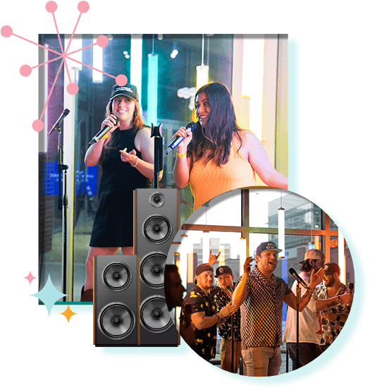 Friends singing at karaoke night in Greenville SC